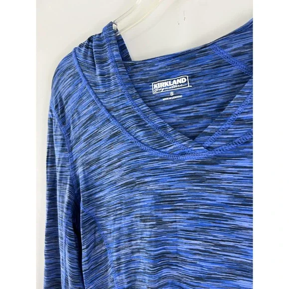 Kirkland Signature Hoodie Shirt Women's Sz S Blue Heather Long Sleeve Stretch - Picture 2 of 4
